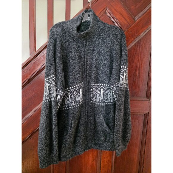 Vintage Alpaca Wool Jacket Sweater CardigsnZip-Up Front For Men Size L - Picture 2 of 5